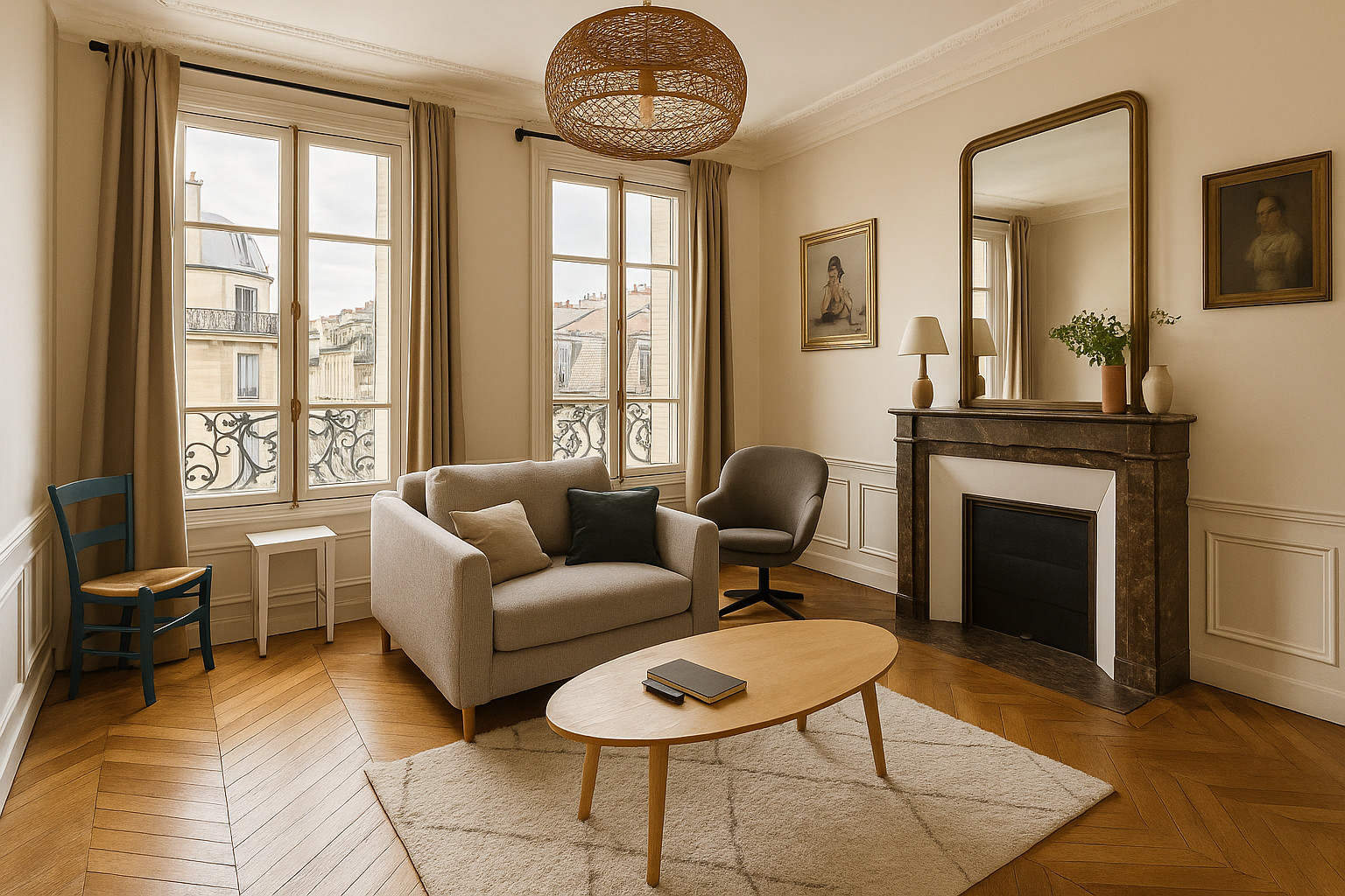 Location saisonnière Paris appartement – salon parisien élégant Appartement en location saisonnière Paris appartement avec salon lumineux typiquement parisien